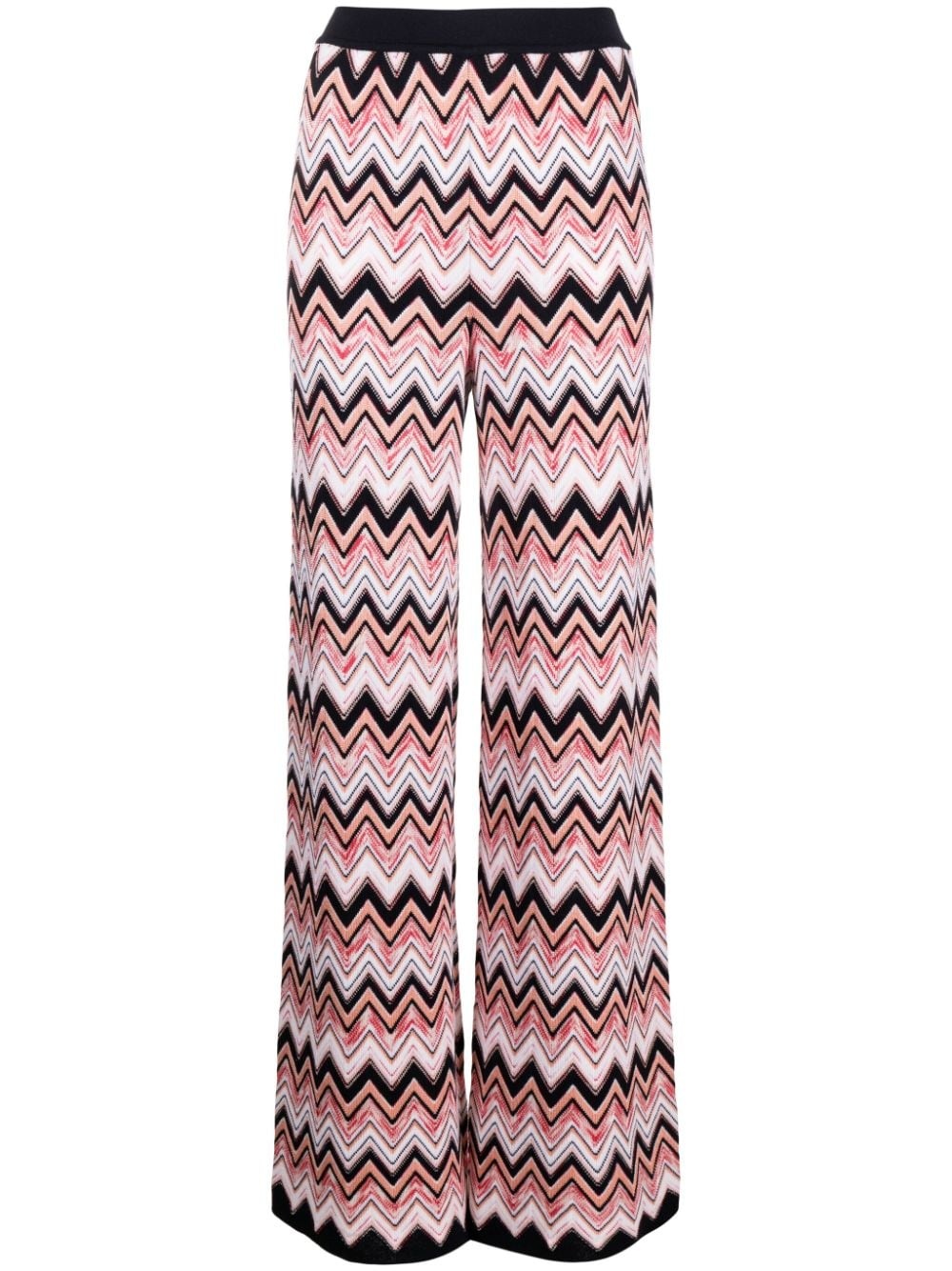 chevron-knit straight leg trousers - 1