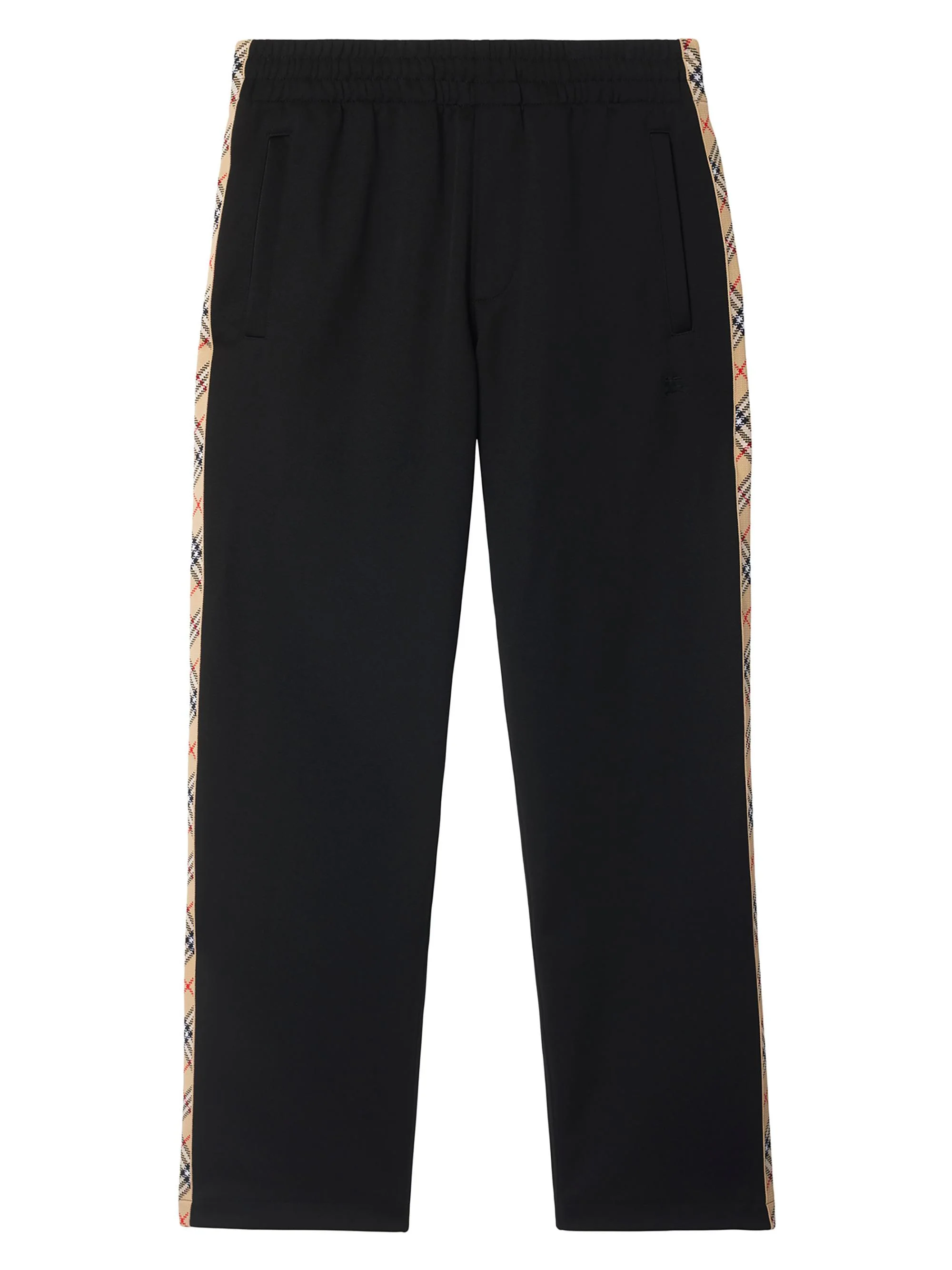 Men's Check Trim Track Pants - Black - 1