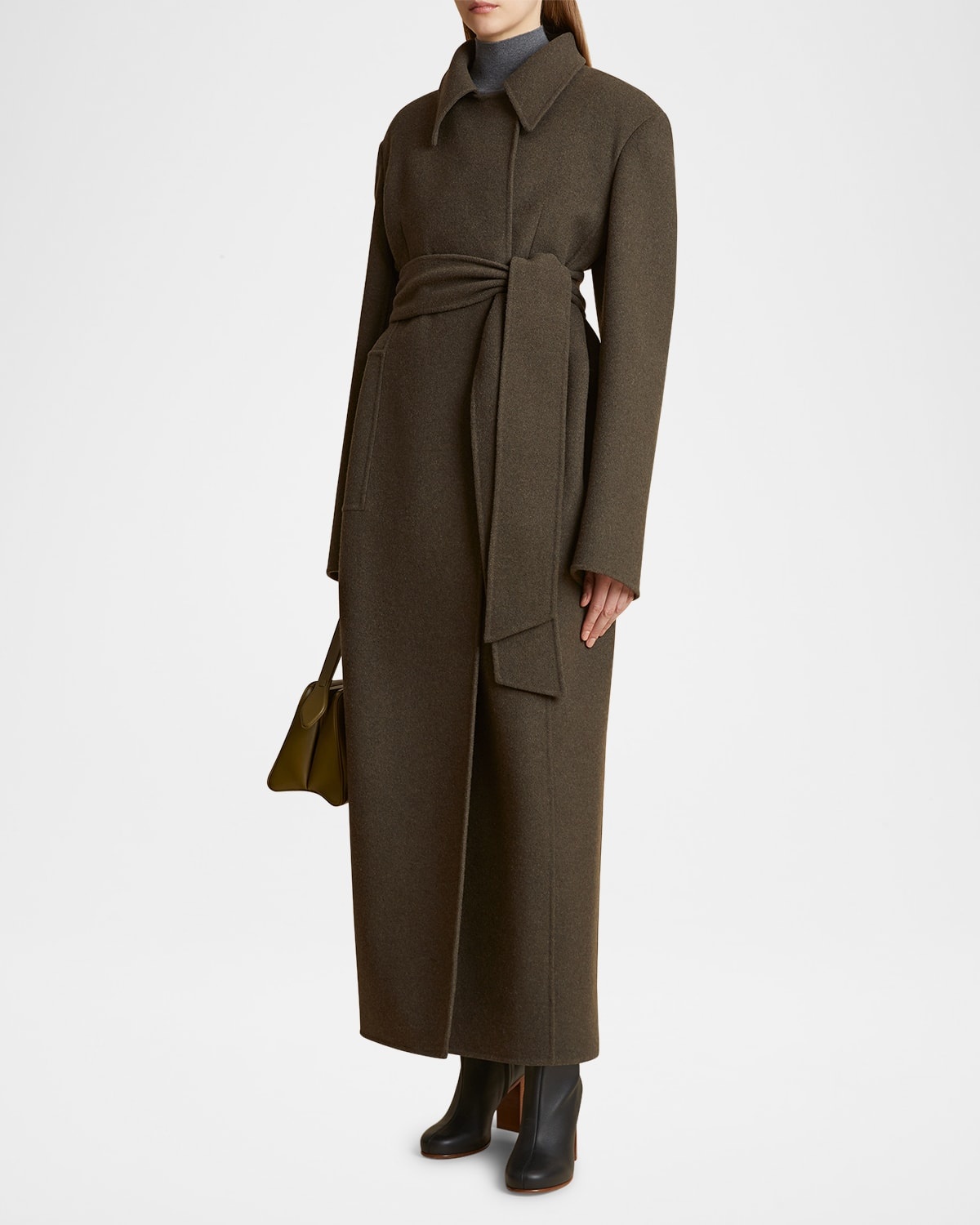 Lea Long Belted Double-Faced Wool Coat - 3