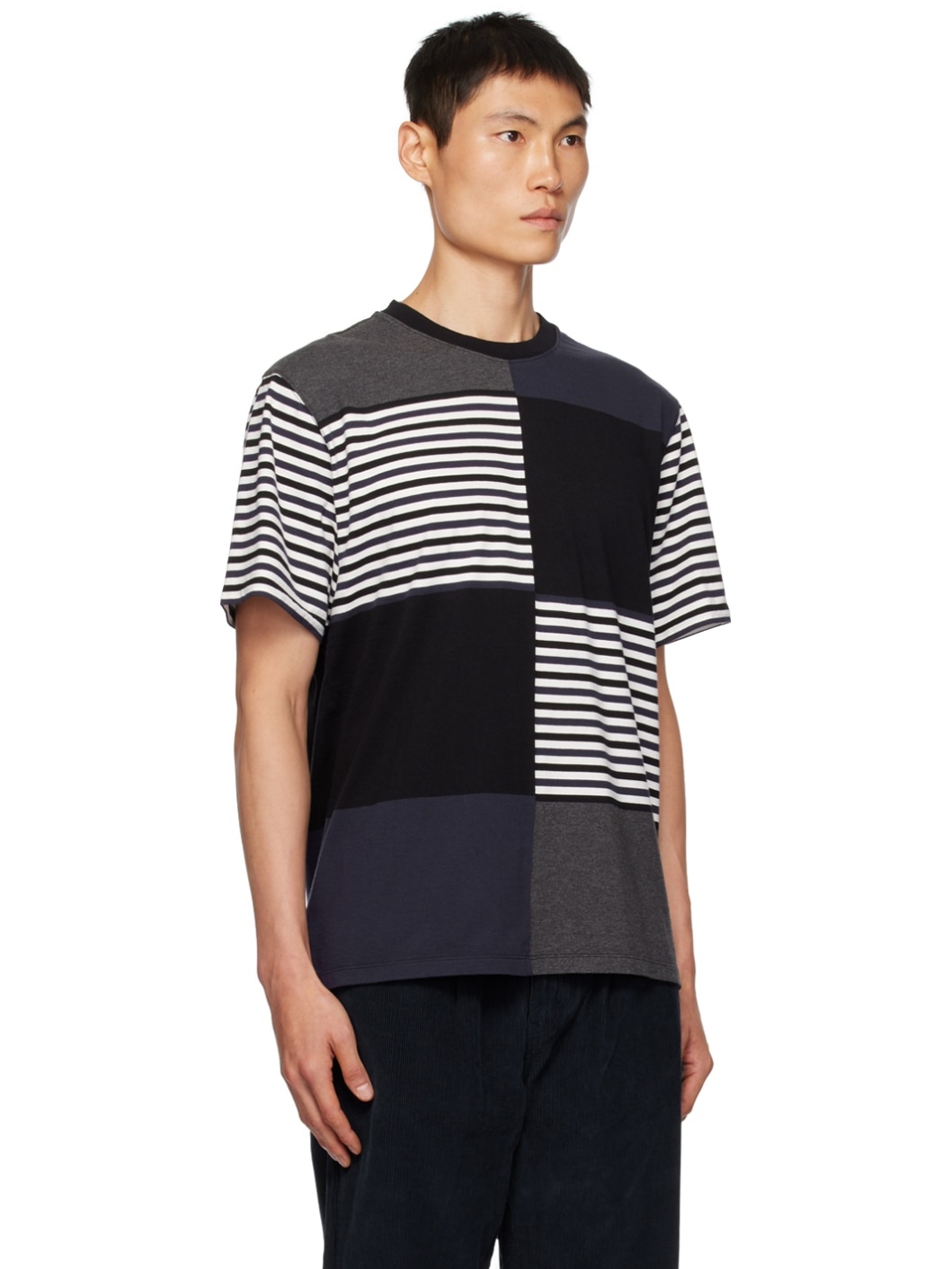 Navy & Black Patchwork T-Shirt - 2