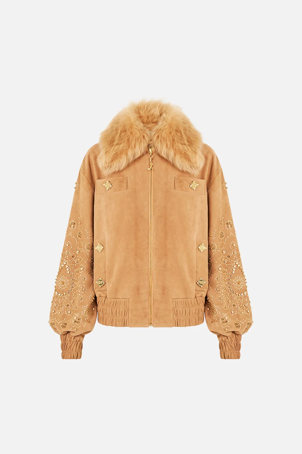 LEATHER BOMBER WITH POCKET DETAILS A MEETING OF MASTERPIECES - 1