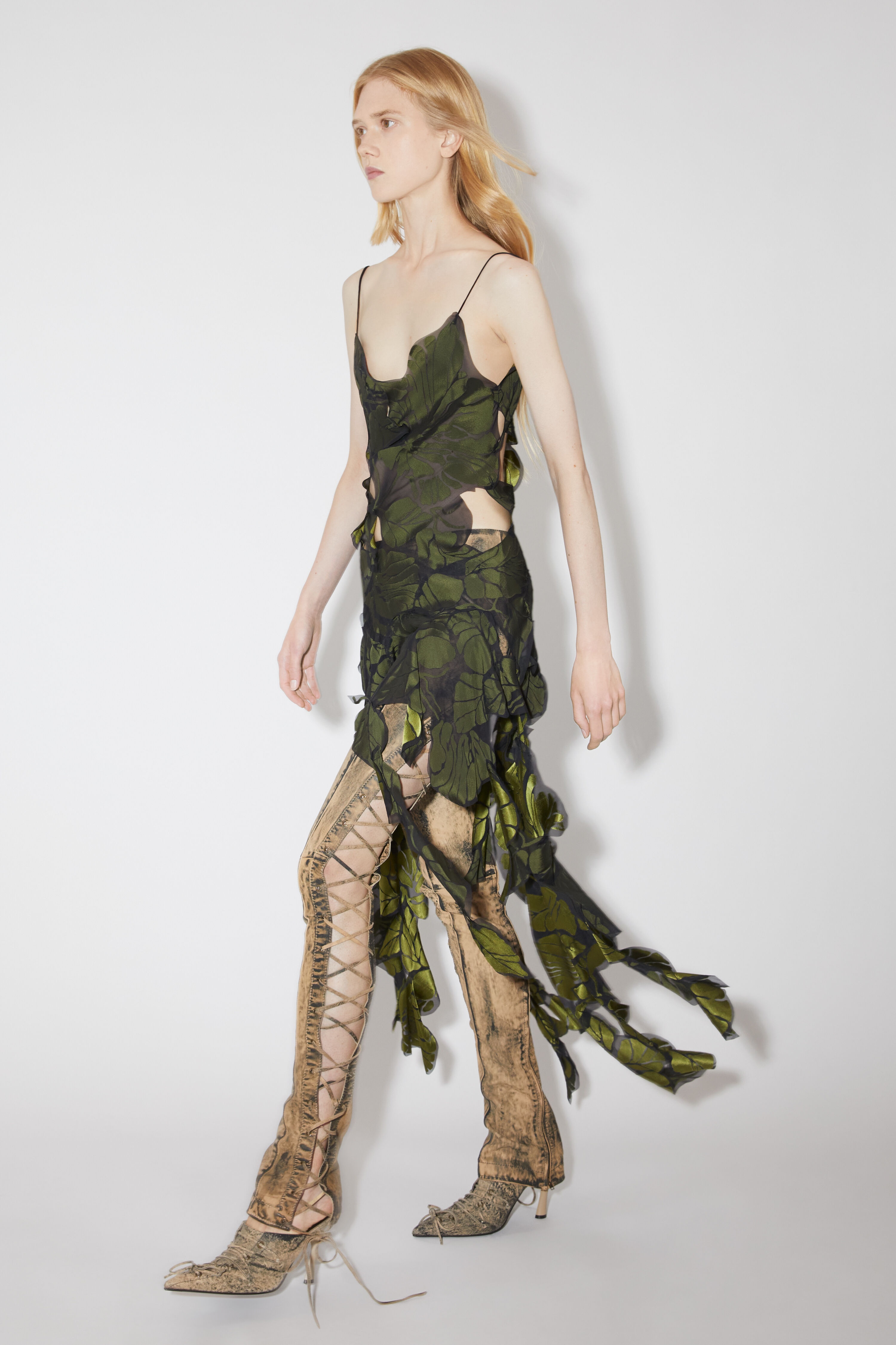 Patchwork strap dress - Black/green - 4