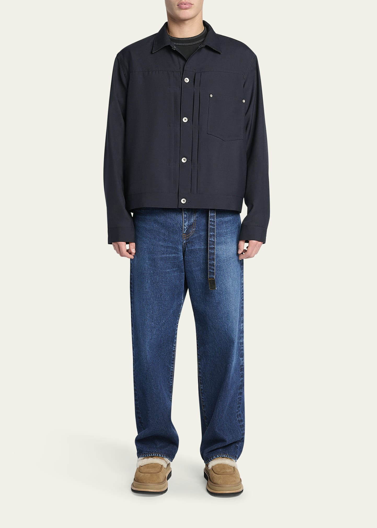 Men's Wool-Blend Suiting Trucker Jacket - 2