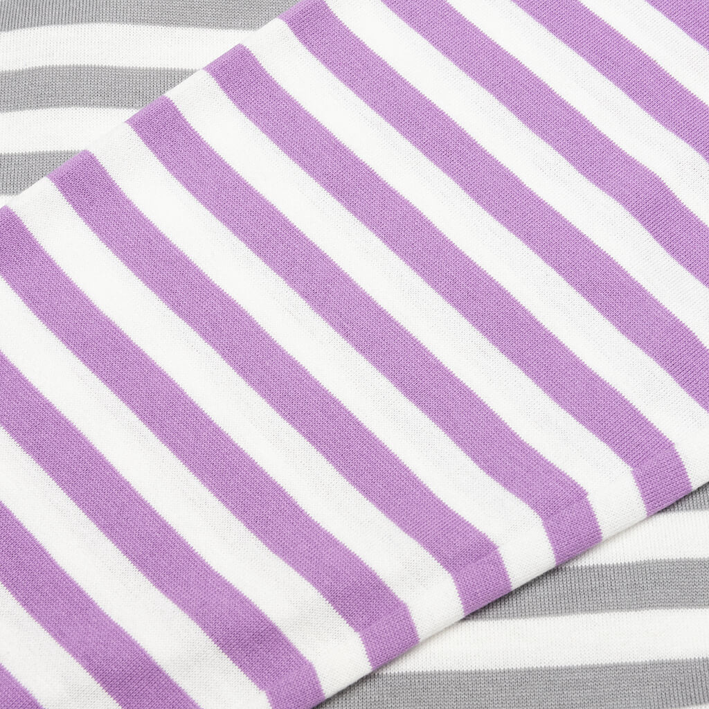 COMME DES GARCONS PLAY BI-COLOR STRIPE T-SHIRT - GREY/PURPLE - 4