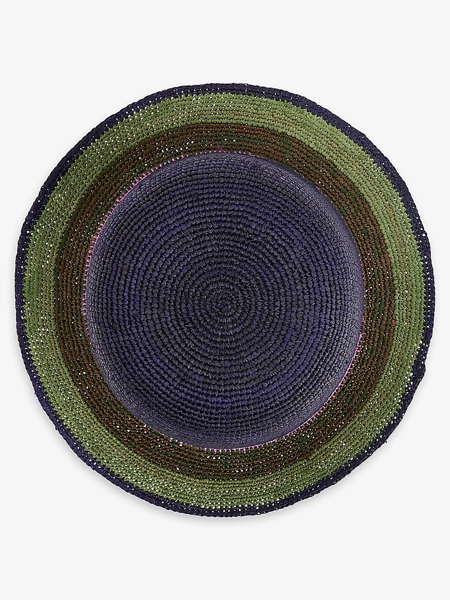 Striped wide-brim straw hat - 4