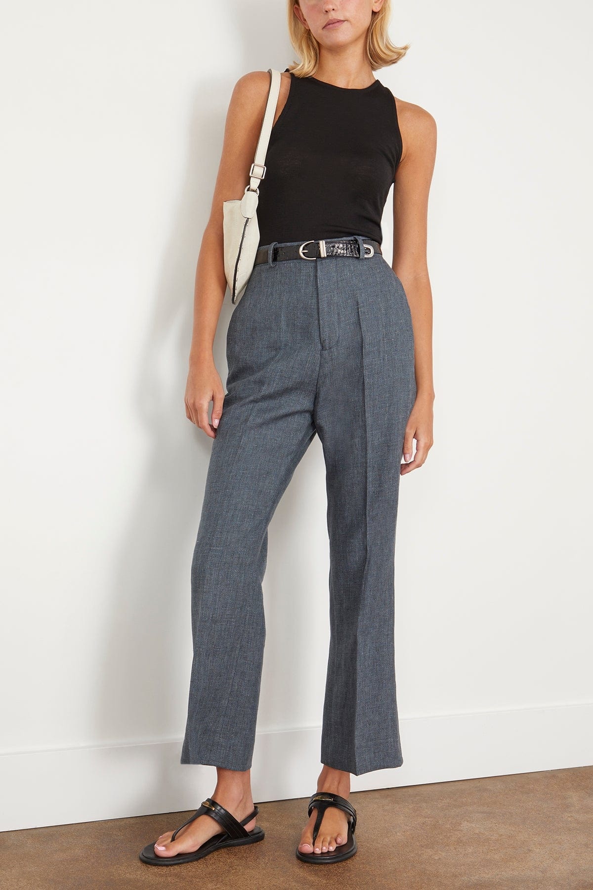Credo Cropped Bootcut Woven Trouser in Thunder - 2