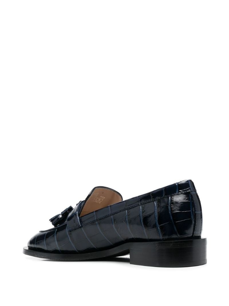 crocodile-effect tasseled loafers - 3