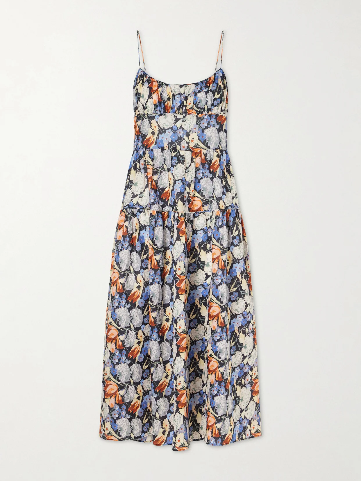Benoit Tiered Gathered Floral-print Ramie Midi Dress - 1