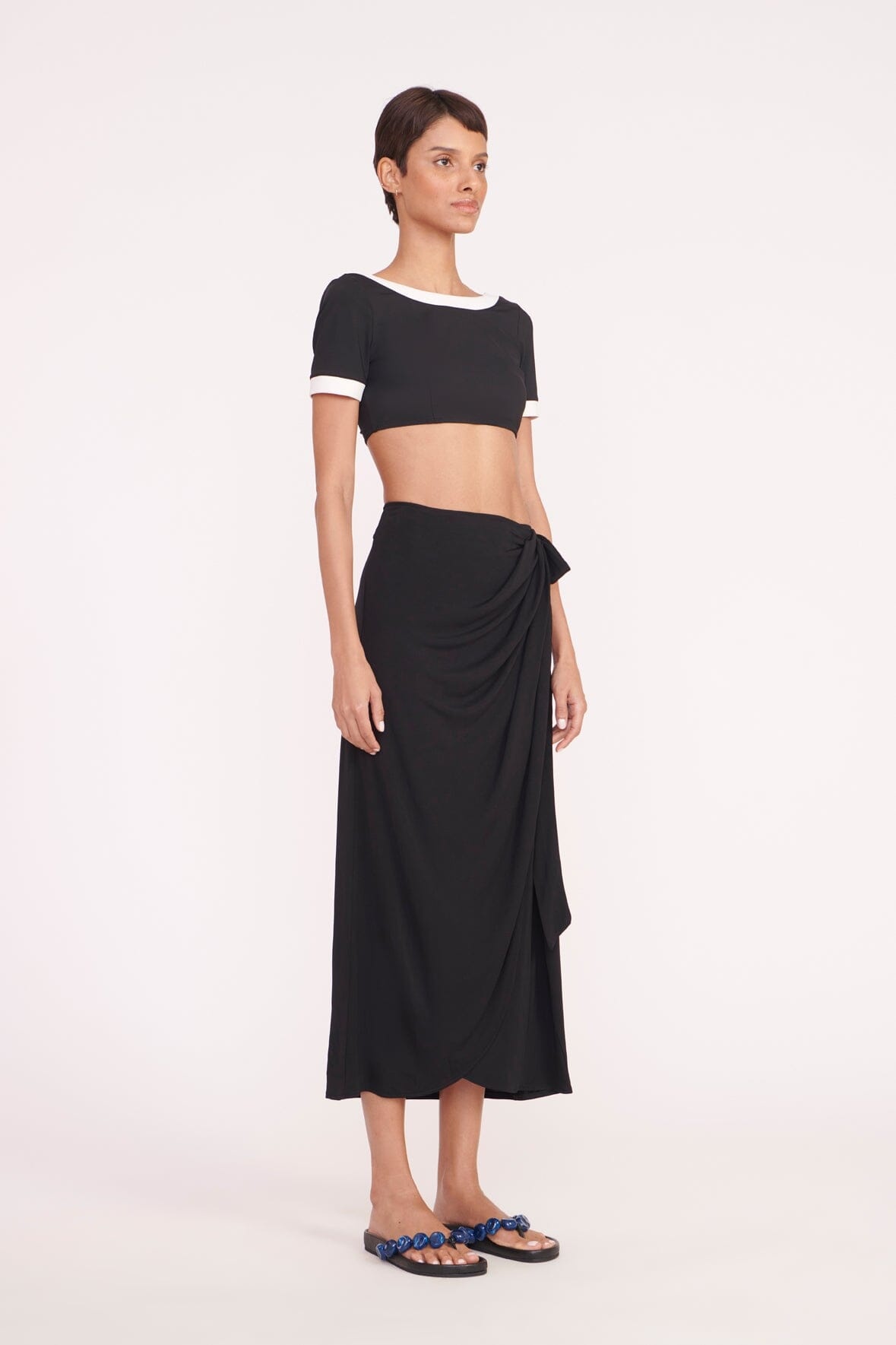 STAUD ANGELICA WRAP SKIRT BLACK - 3