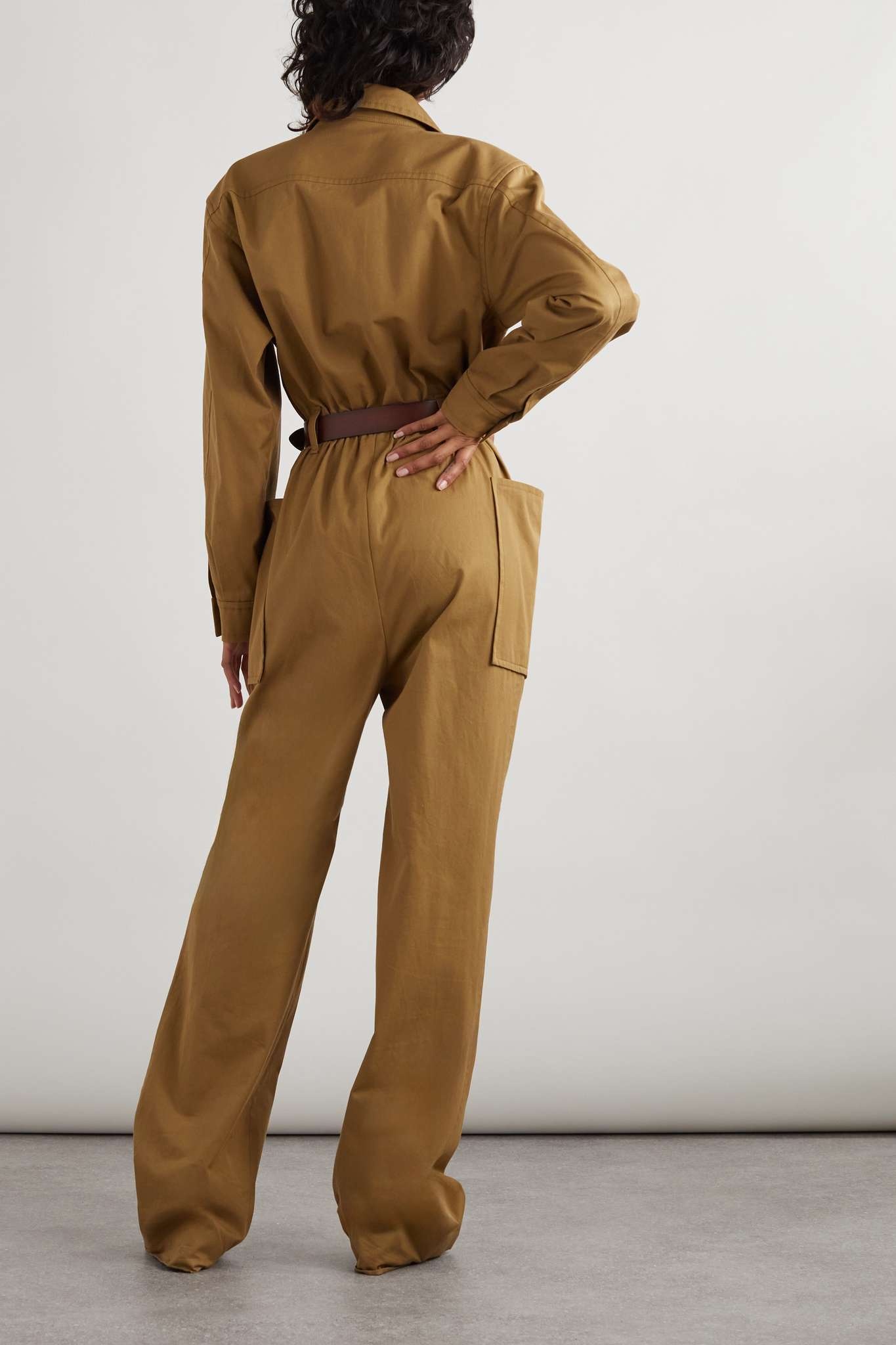 Belted cotton-twill jumpsuit - 3