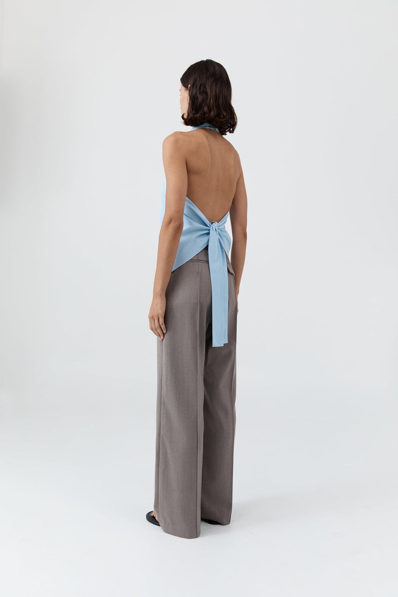 Oxford Halter Tie Back Top - Ciel Blue 5