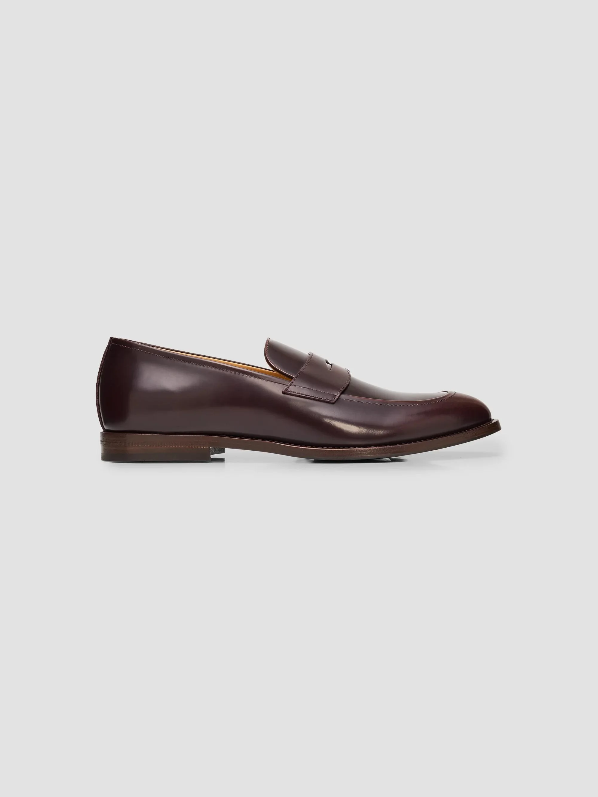Men's Leather Penny Loafers - Burgundy Brown - 1