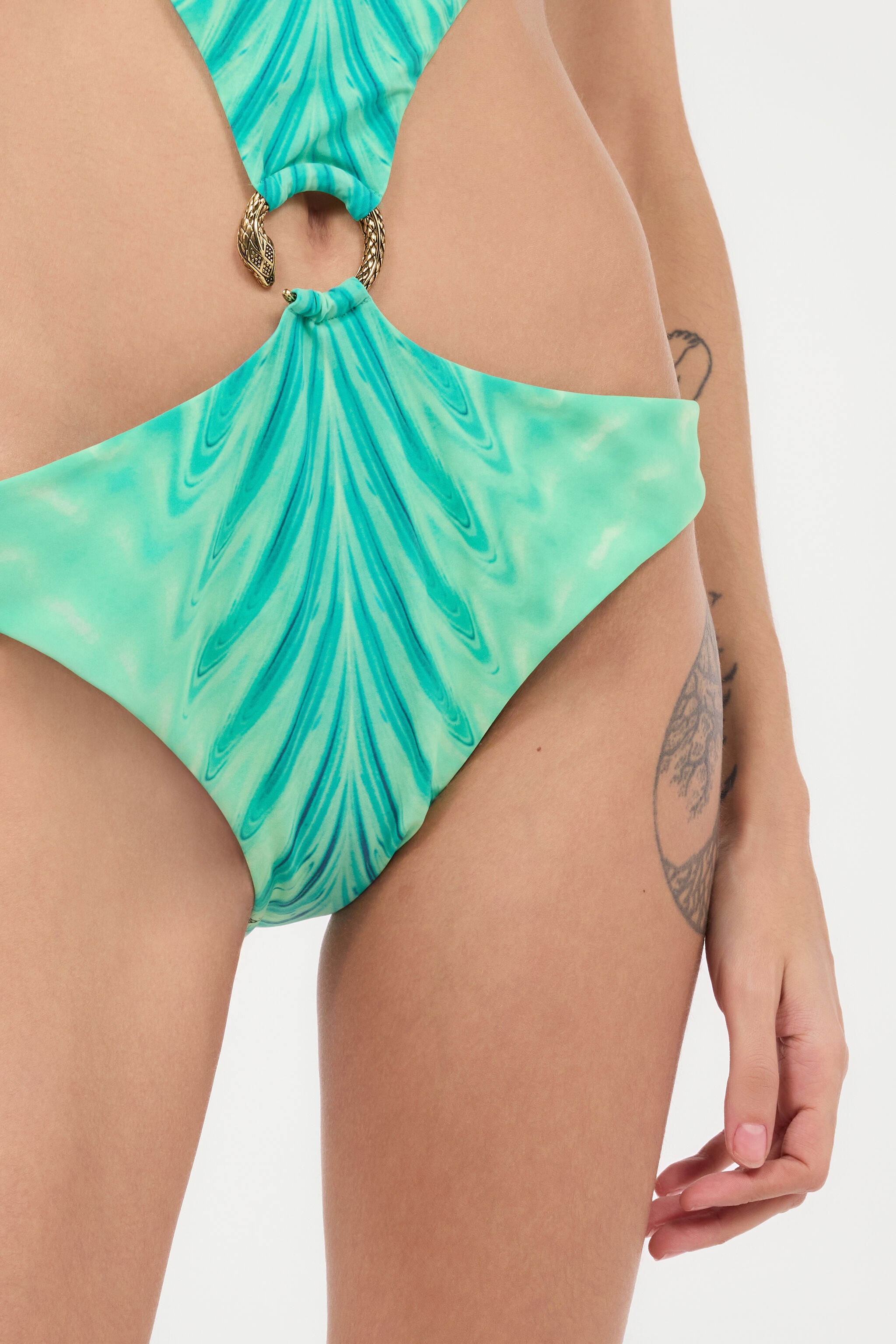 Trikini With Optical Glass Print And Snake Ring - 7