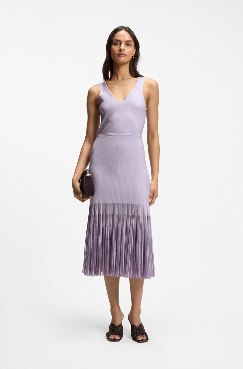 BOSS RIB-KNIT DRESS WITH SHEER PLEATING outlook