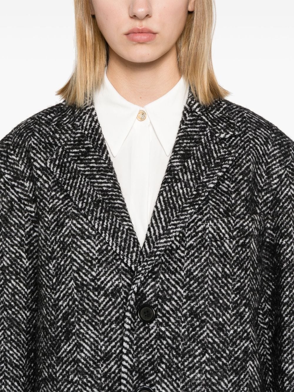 herringbone wool blend coat - 5