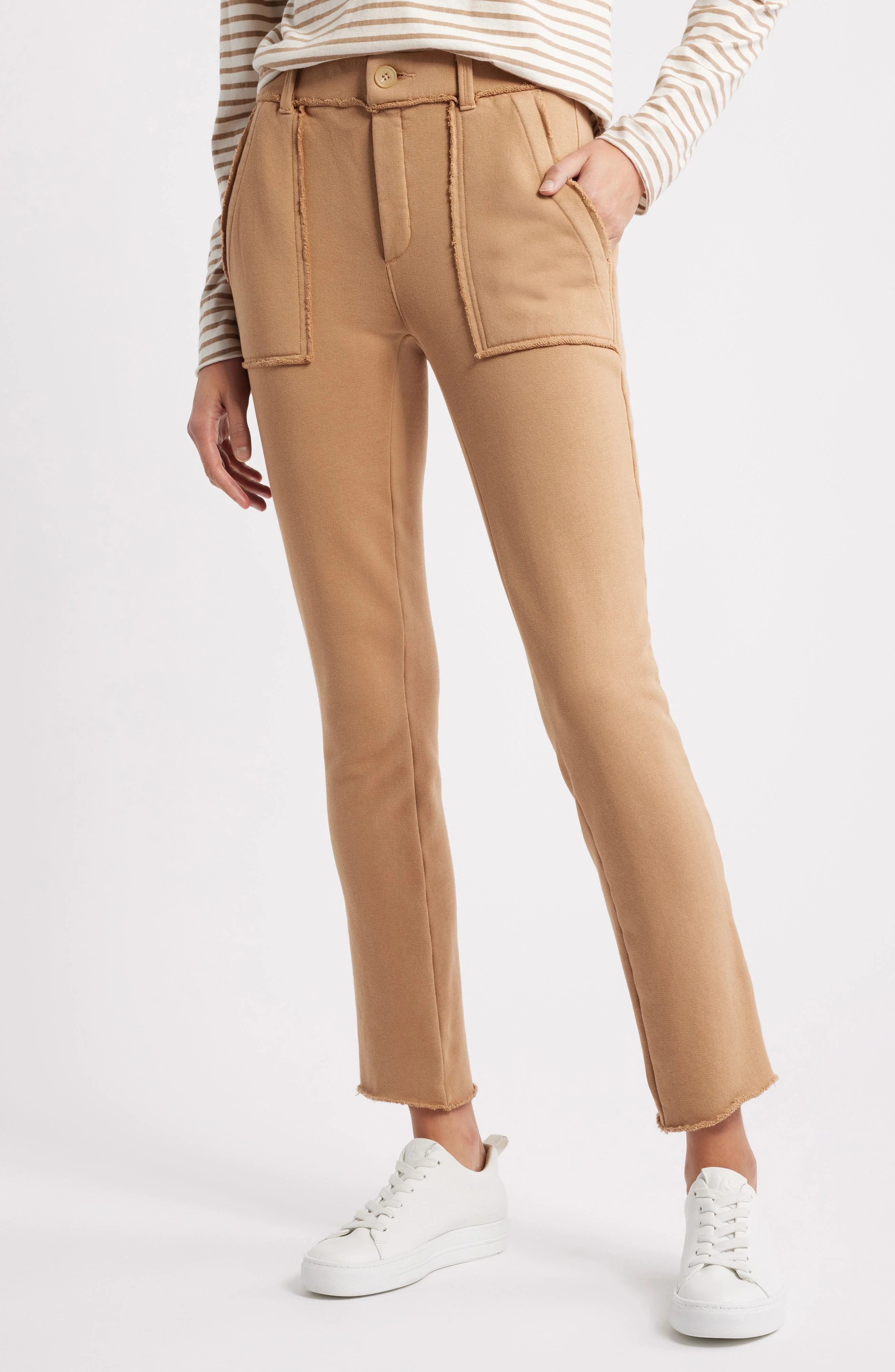 Frank & Eileen Blackrock Raw Edge Cotton Sweatpants in Camel at Nordstrom - 1