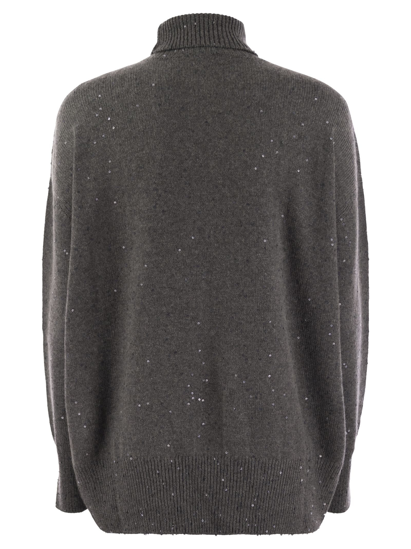 Brunello Cucinelli Women Cashmere And Silk Turtleneck Sweater With Micro Sequins - 2