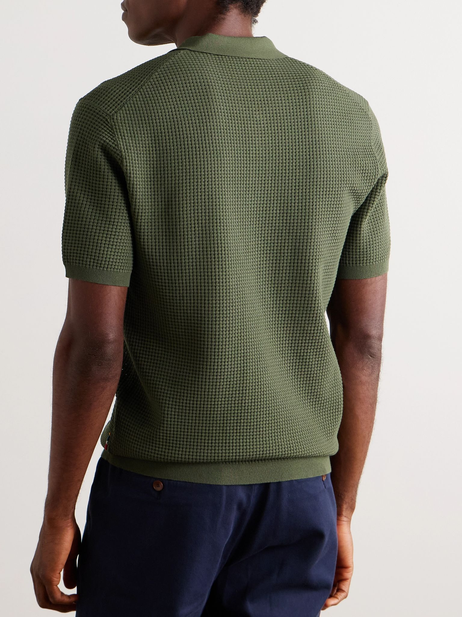 Roddy Waffle-Knit LENZING™ ECOVERO™-Blend Polo Shirt Green - 3