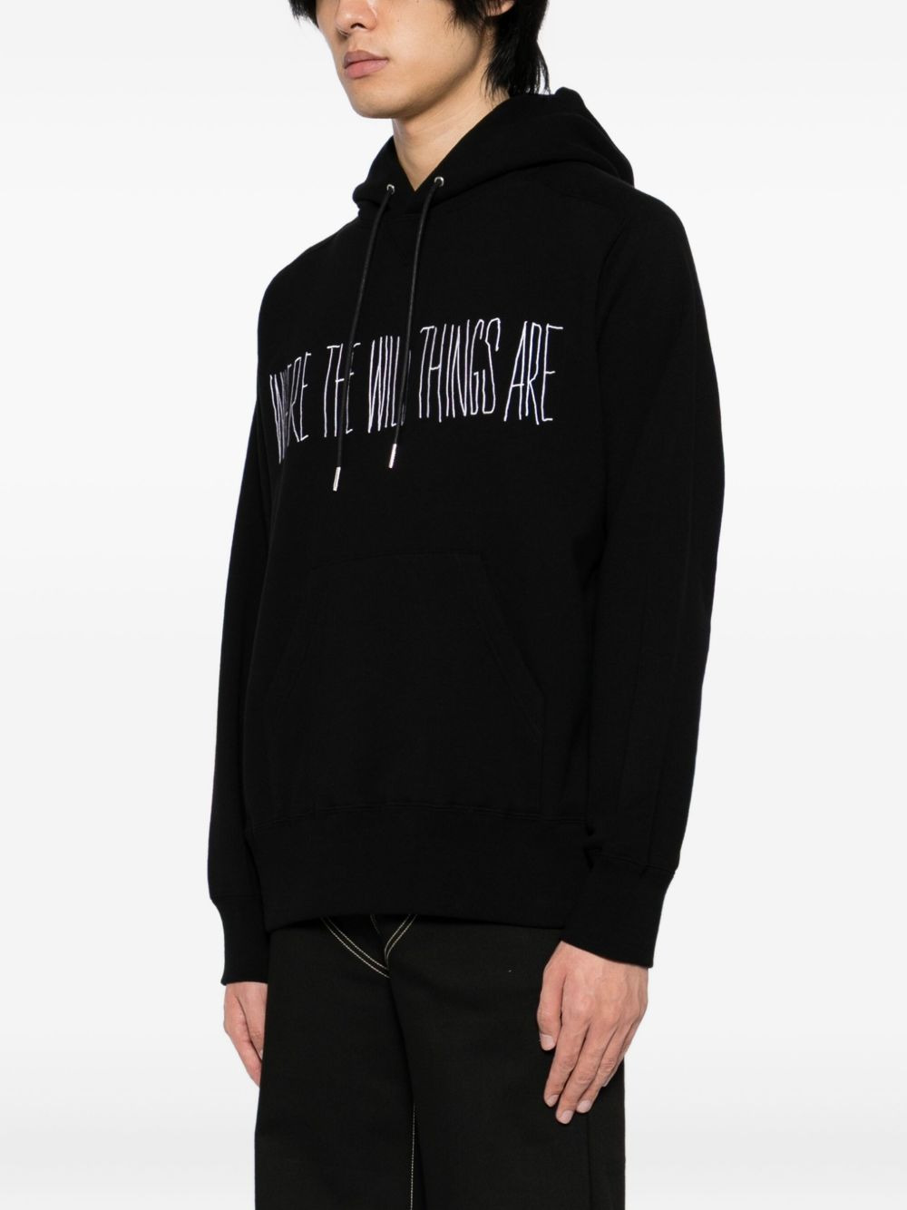 slogan-embroidered hoodie - 3