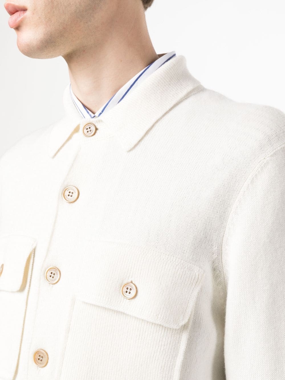 fine-knit cashmere shirt cardigan - 5