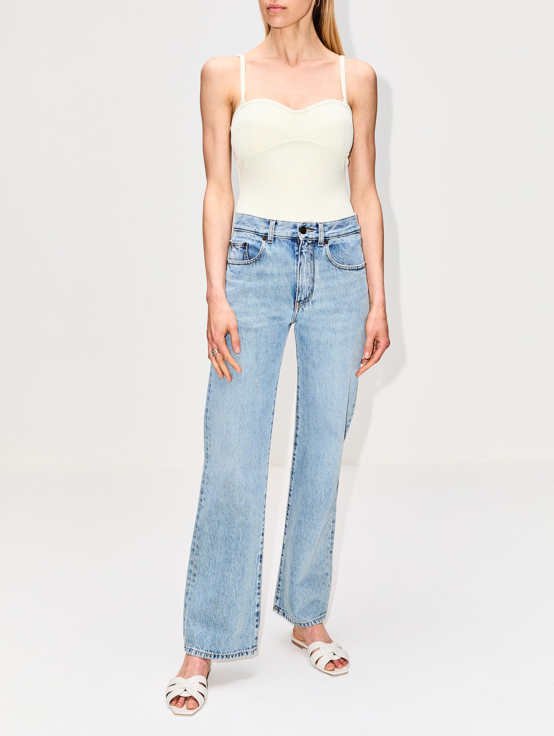 Textured Nylon Bustier Bodysuit - 2