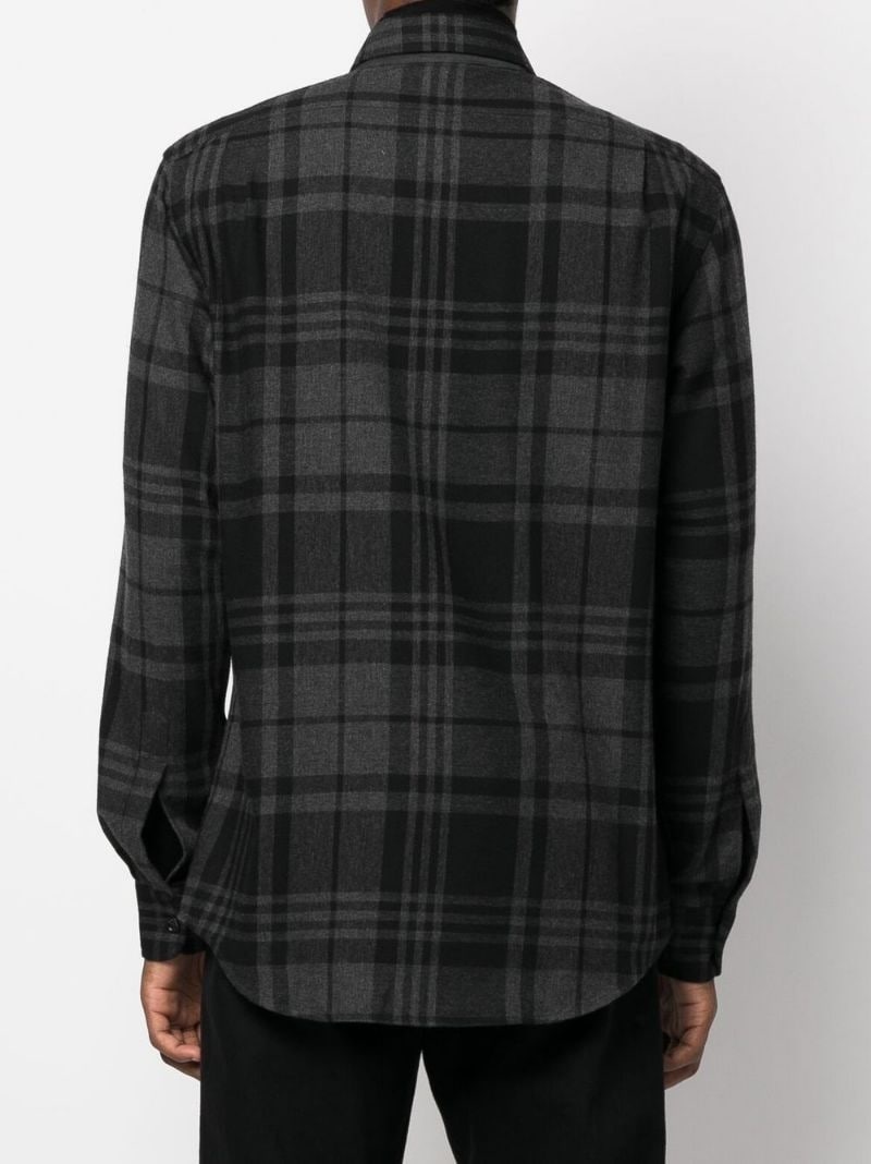 Glen-check wool-cashmere shirt - 3
