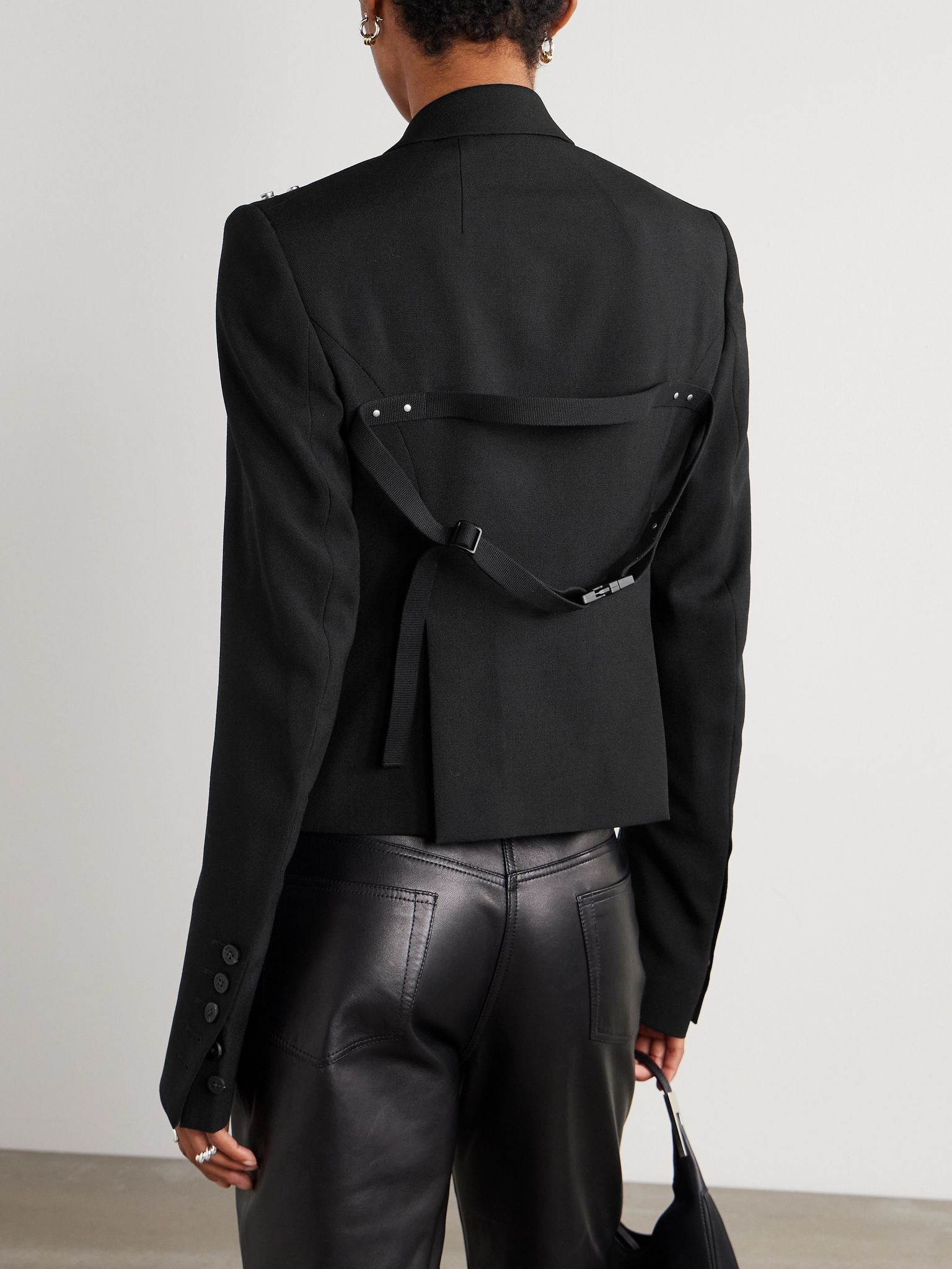 Alice embellished grain de poudre wool jacket Black - 3