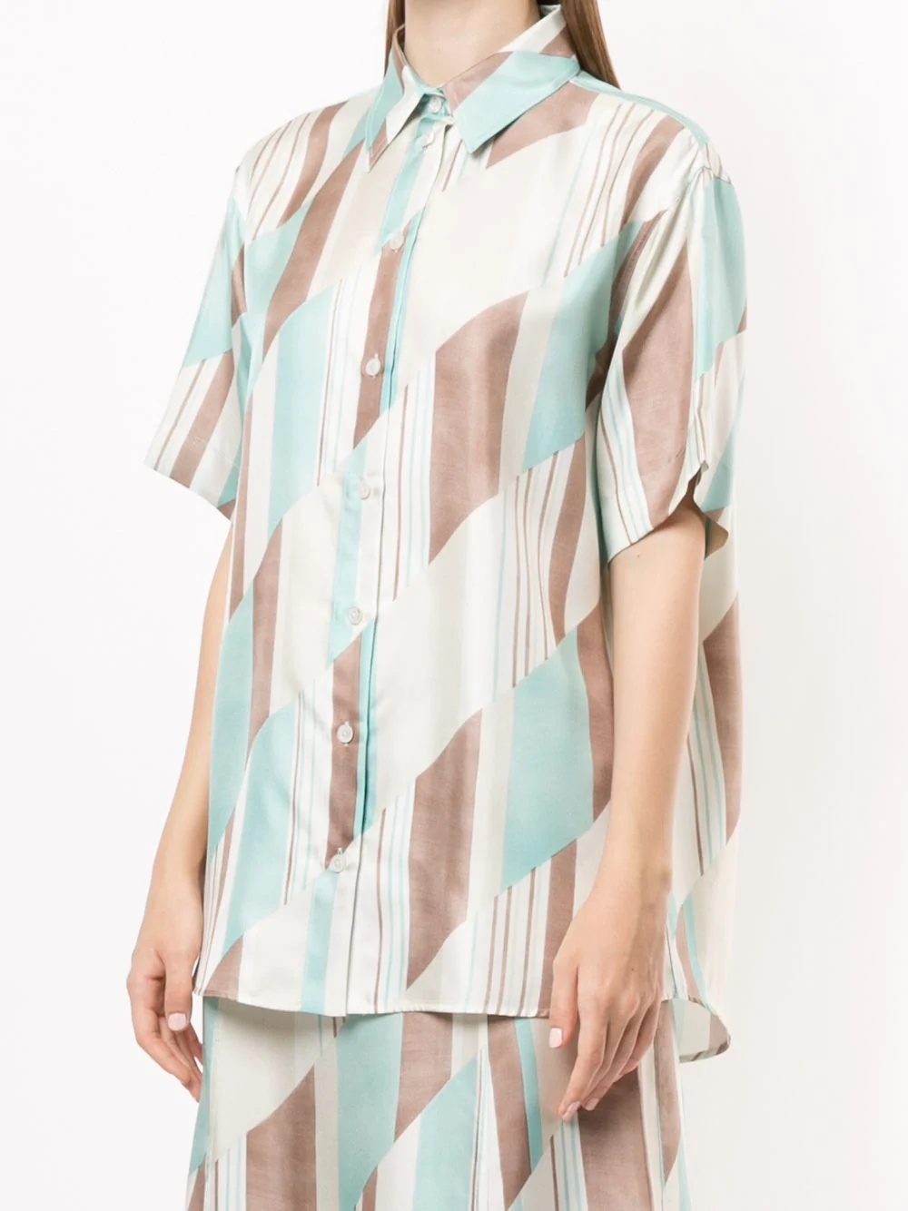 geometric short-sleeved silk shirt - 3