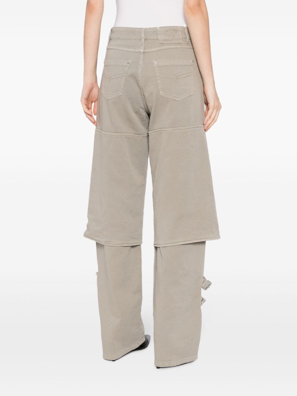 buckle-detailed wide leg trousers - 4