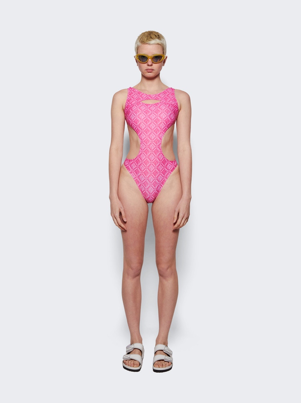 Marine Serre One-Piece Swimsuit Pink Moon Diamant