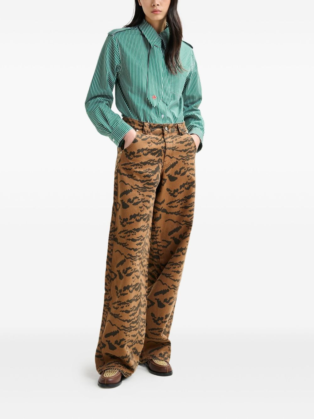 tiger-print jeans - 2