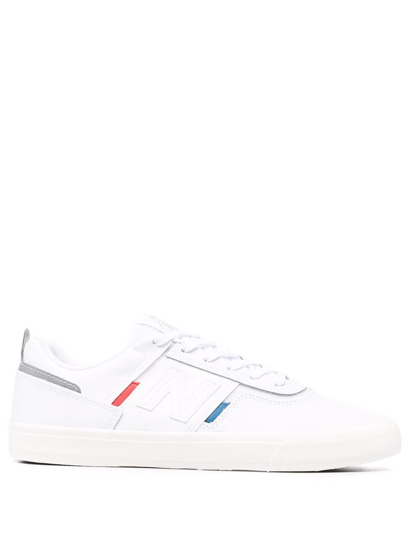 logo-patch panelled leather sneakers 1