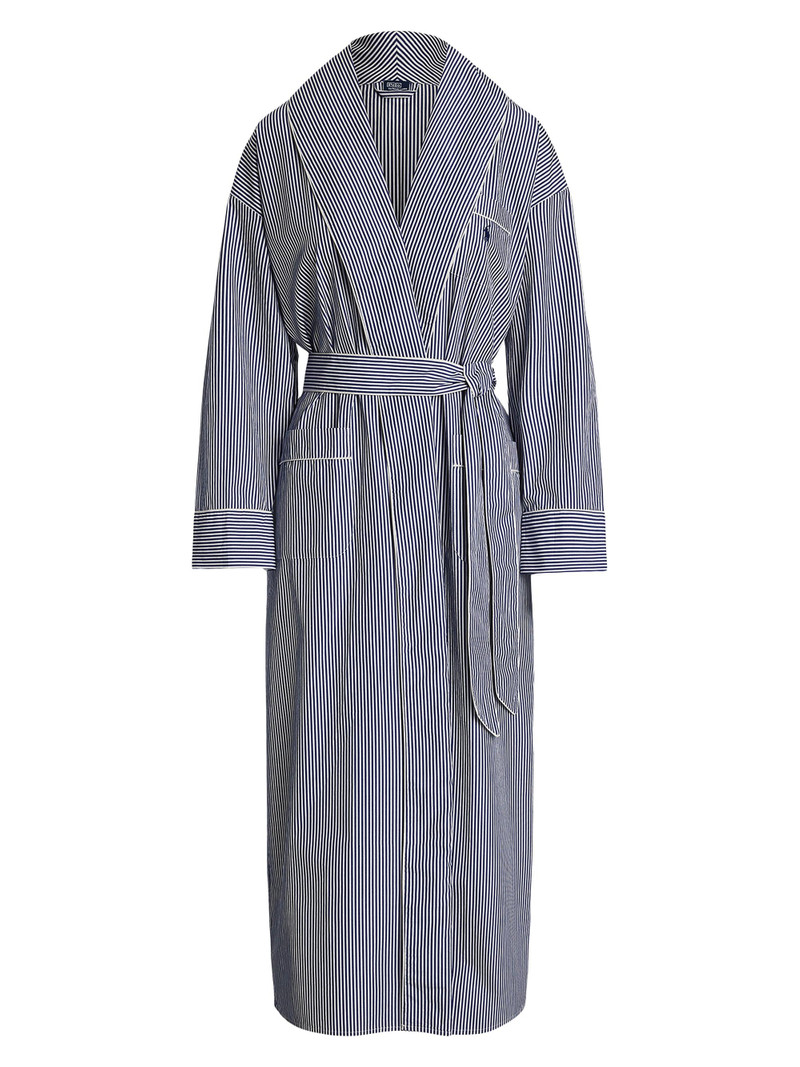 Women's Heritage Cotton Wrap Robe - White Cloud Beacon Blue 1