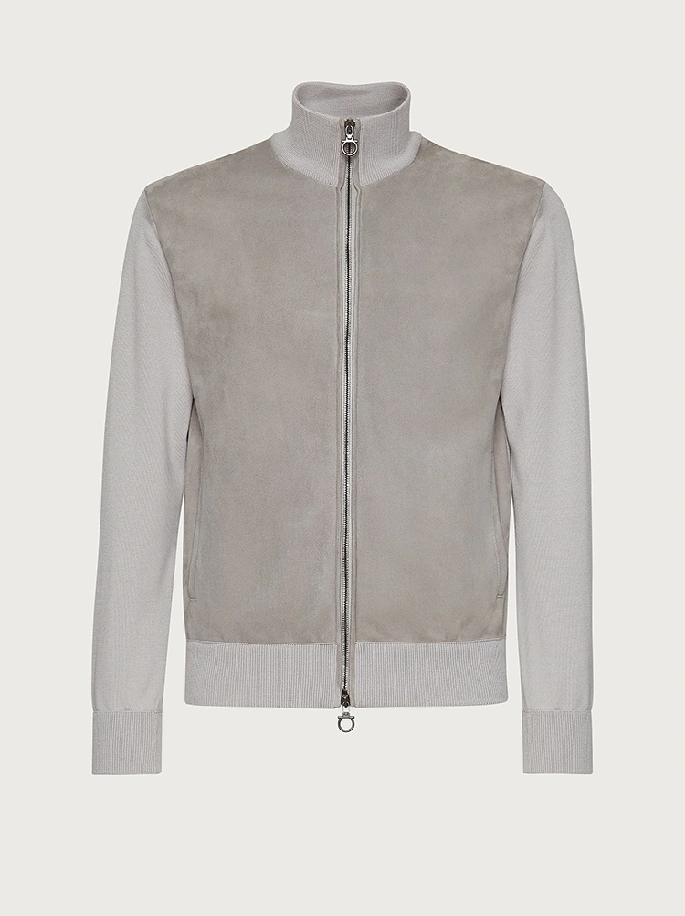 KNITTED BLOUSON WITH LEATHER DETAILS - 3