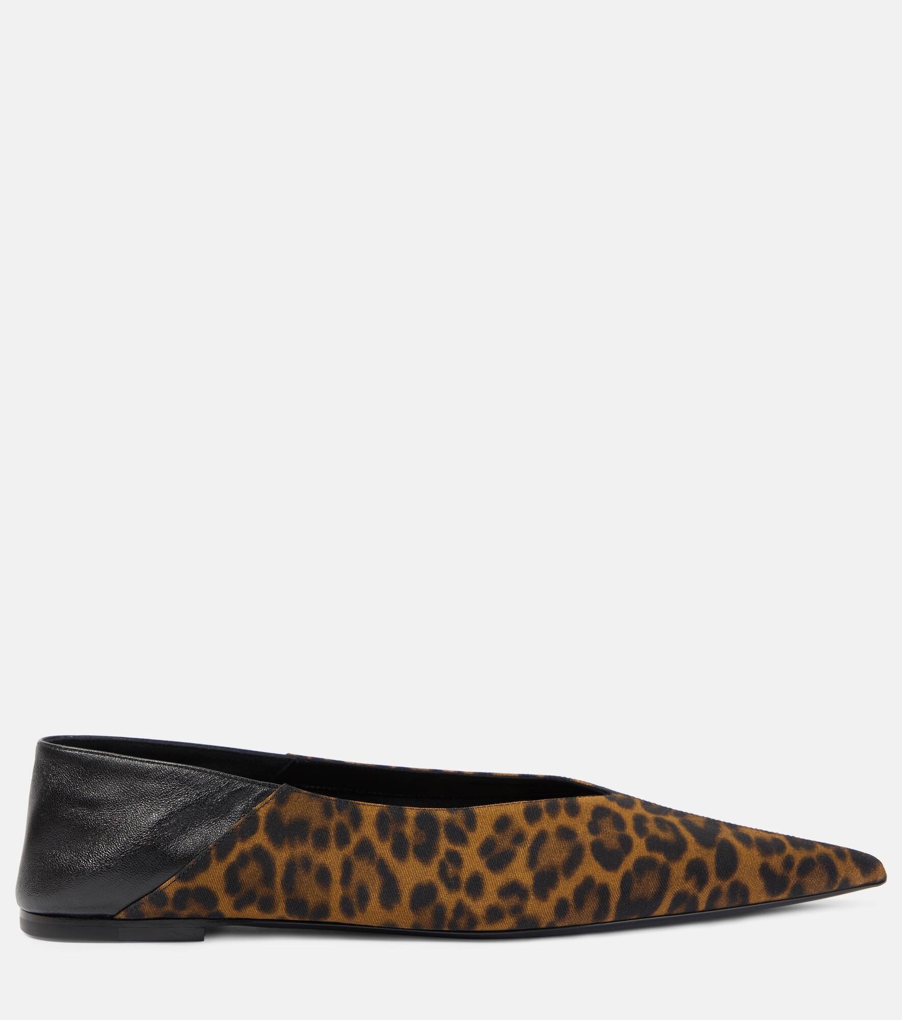 Nour leopard-print leather-trimmed mules - 6