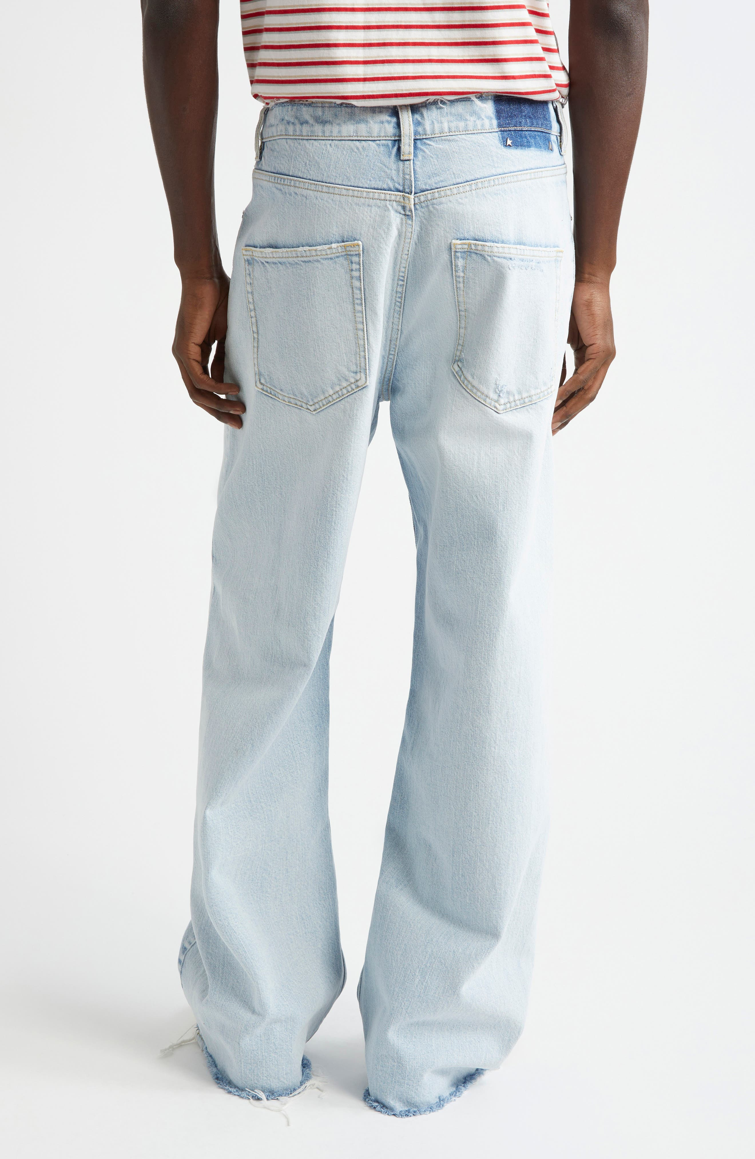 Golden Goose Journey Morgan Distressed Raw Hem Wide Leg Jeans in Cloud Blue at Nordstrom - 3