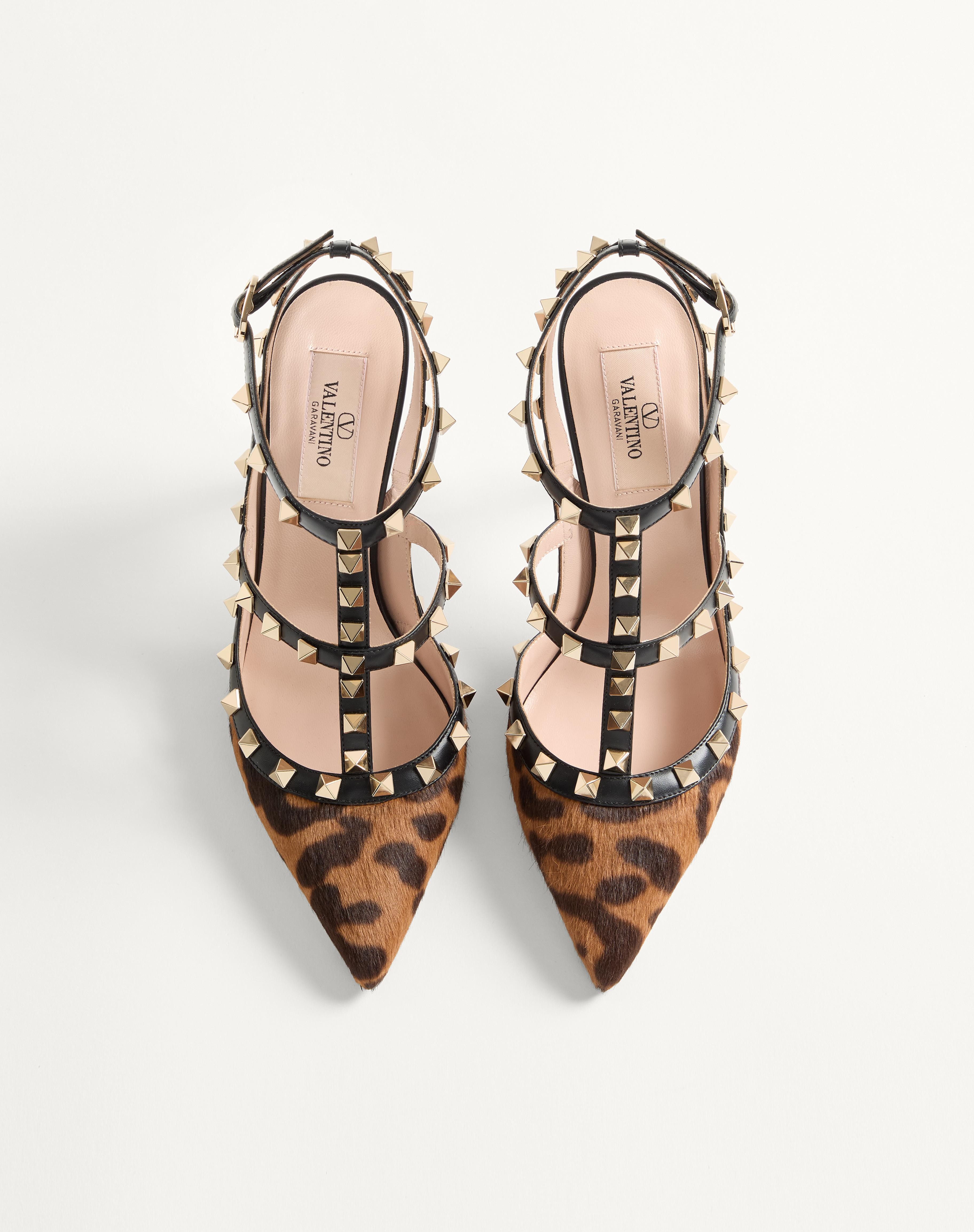 ROCKSTUD PUMPS WITH STRAPS IN PONY-EFFECT CALFSKIN 100MM - 4