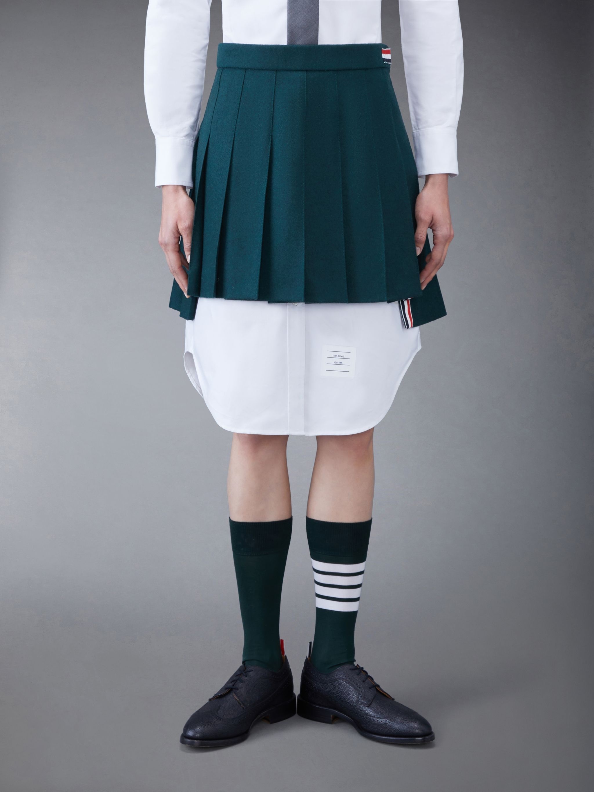 Flannel Pleated Mini Skirt - 1