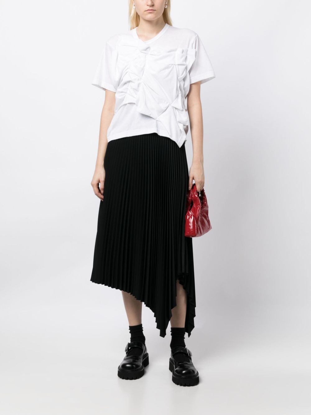 draped crew-neck T-shirt - 2