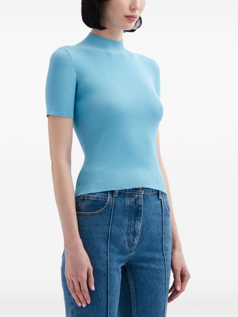 ribbed-knit silk-blend top - 5
