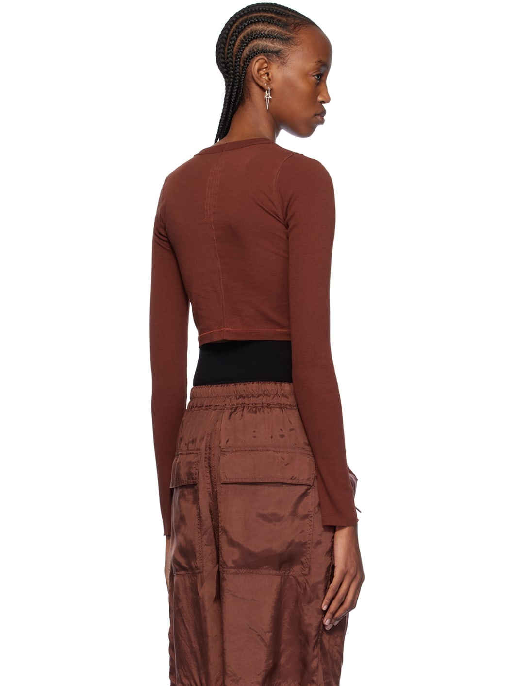 Brown Cropped Long Sleeve T-Shirt - 3