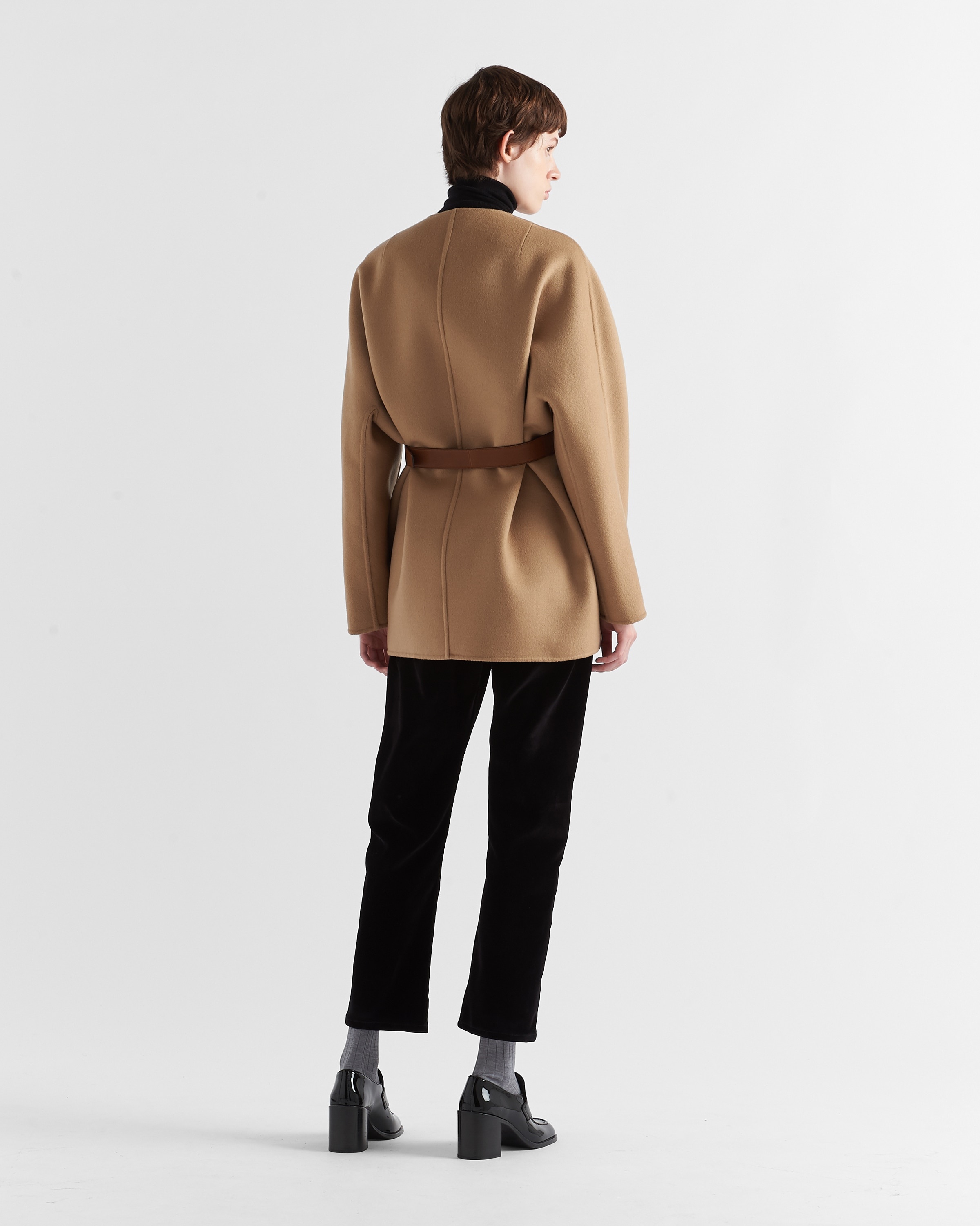【プラダ・PRADA】Single-breasted double wool caban jacket Prada Single-breasted double wool caban jacket | REVERSIBLE