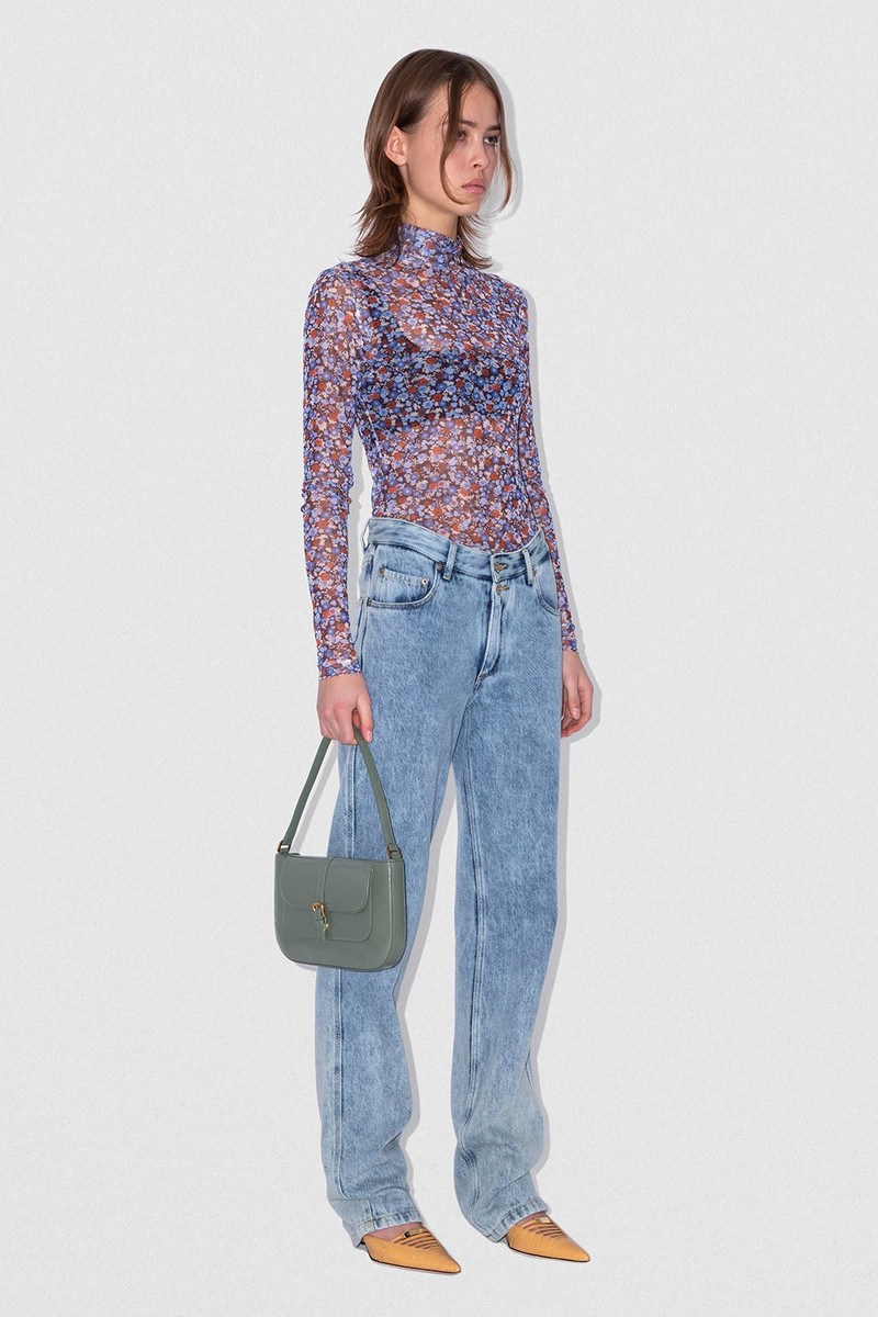 BY FAR SHERRIE TOP MIDNIGHT FLORAL MESH outlook