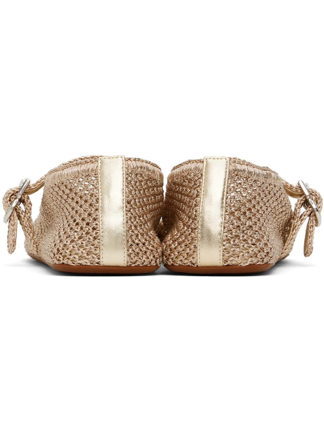 Gold Open Knit Ballerina Flats - 2