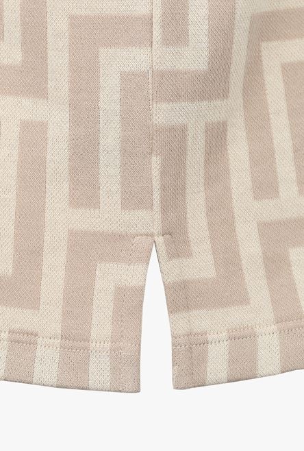 Ivory and sand-colored cotton polo with maxi Balmain monogram - 5