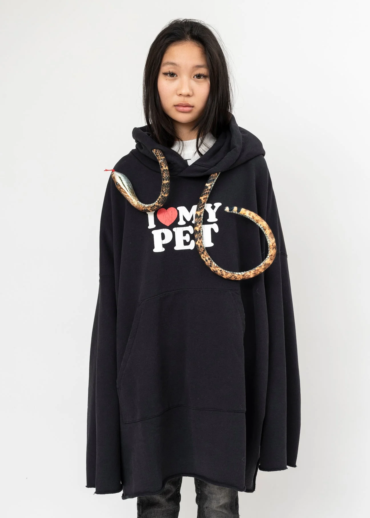 Black DOUBLET I Love My Pet Oversized Hoodie - 1