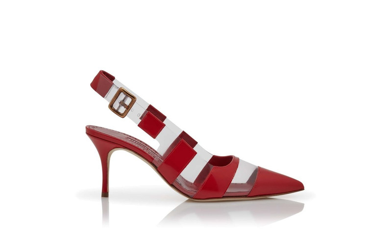 Dark Red Patent Leather Slingback Pumps - 1
