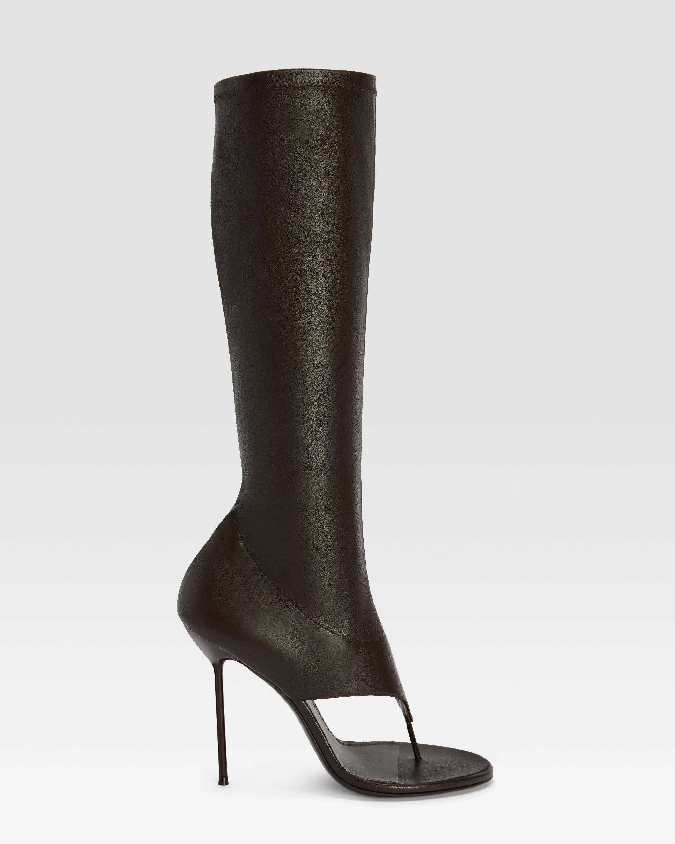 Stretch nappa leather thong boot - 1
