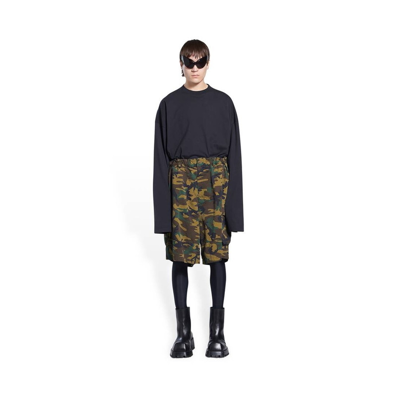 BALENCIAGA Men's Cargo Kick Shorts  in Green outlook