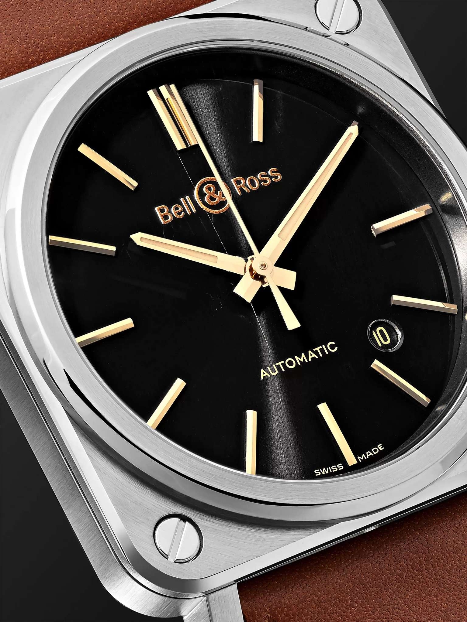 BR S-92 Golden Heritage Automatic 39mm Stainless Steel and Leather Watch, Ref. No. BRS92-ST-G-HE/SCA - 6